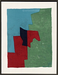 Serge Poliakoff: Original Lithograph in Red, Green and Blue, 'Composition rouge, verte et bleue' 1961 - Prints