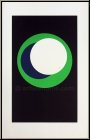 Genevi�ve Claisse: 'Cercles' 1967, Original Silkscreen Print, Green White and Blue on Black, signed | Prints