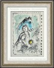 Marc Chagall: 'Blue Horse With Couple' Cheval bleu au Couple, 1982, Original Lithograph | Genuine Prints