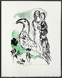 Marc Chagall: Lovers with Bird, 1969, Rare Original Lithograph (Mourlot 587) - Genuine Prints | Graphic Works