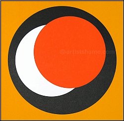Genevi�ve Claisse: Silkscreen Print 'Cercles' Circles on Yellow 1967 signed - Op-Art | Original Serigraphs