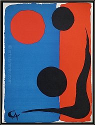 Alexander Calder: Composition on Red and Blue 1966 Original Lithograph for Maeght and Redfern | Genuine Prints