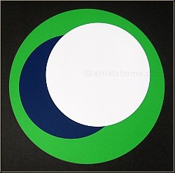Genevi�ve Claisse: 'Cercles' 1967, Original Silkscreen Print, Green White and Blue on Black, signed | Prints