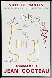 Jean Cocteau: Ville de Nantes, Hommage � Jean Cocteau, lithograph Orpheus with lyre, Mourlot Exhibition Poster