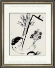 Marc Chagall: Self-Portrait with Flowers (Le bouquet � la main), Original Lithograph, 1957 - Genuine Prints